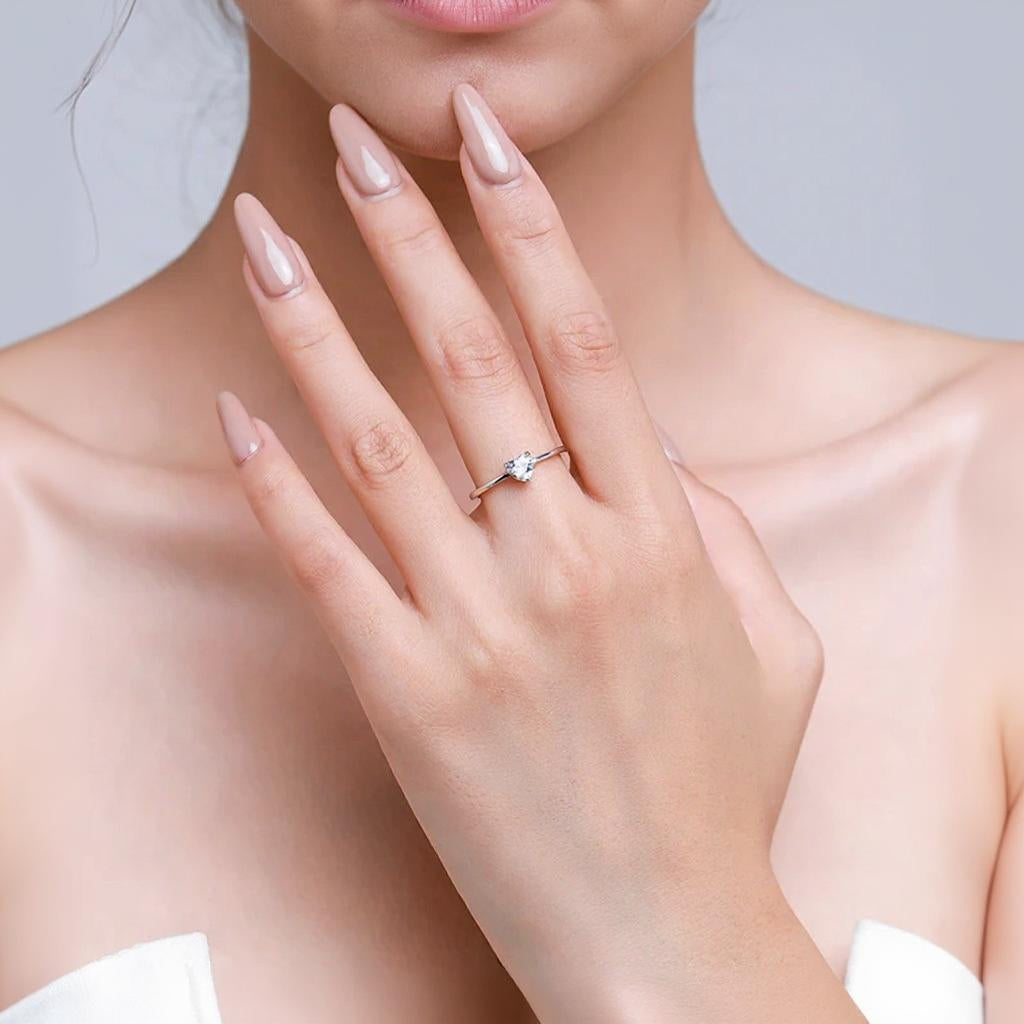 Romantic Simple Love Single Heart Solitaire Gemstone Ring