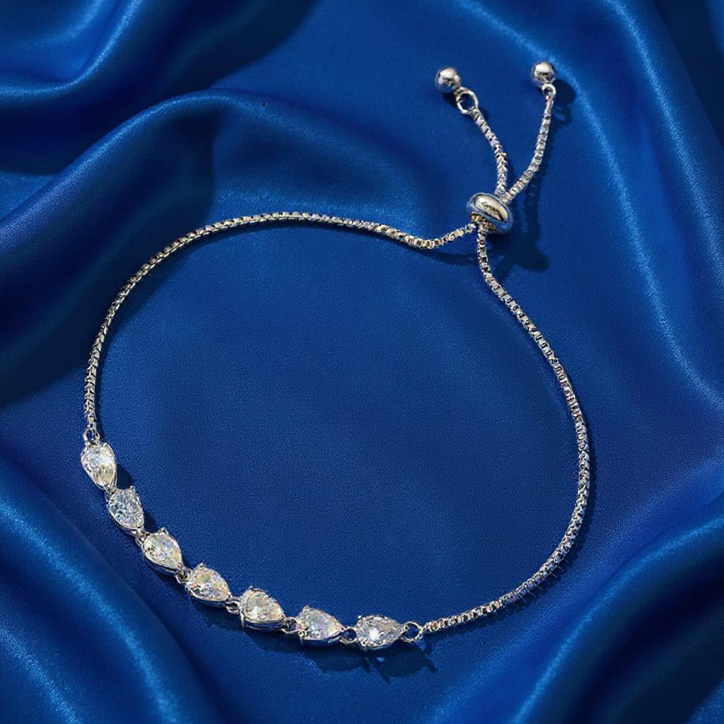 Multi Drop Gemstones Drawstring Chain Bracelet