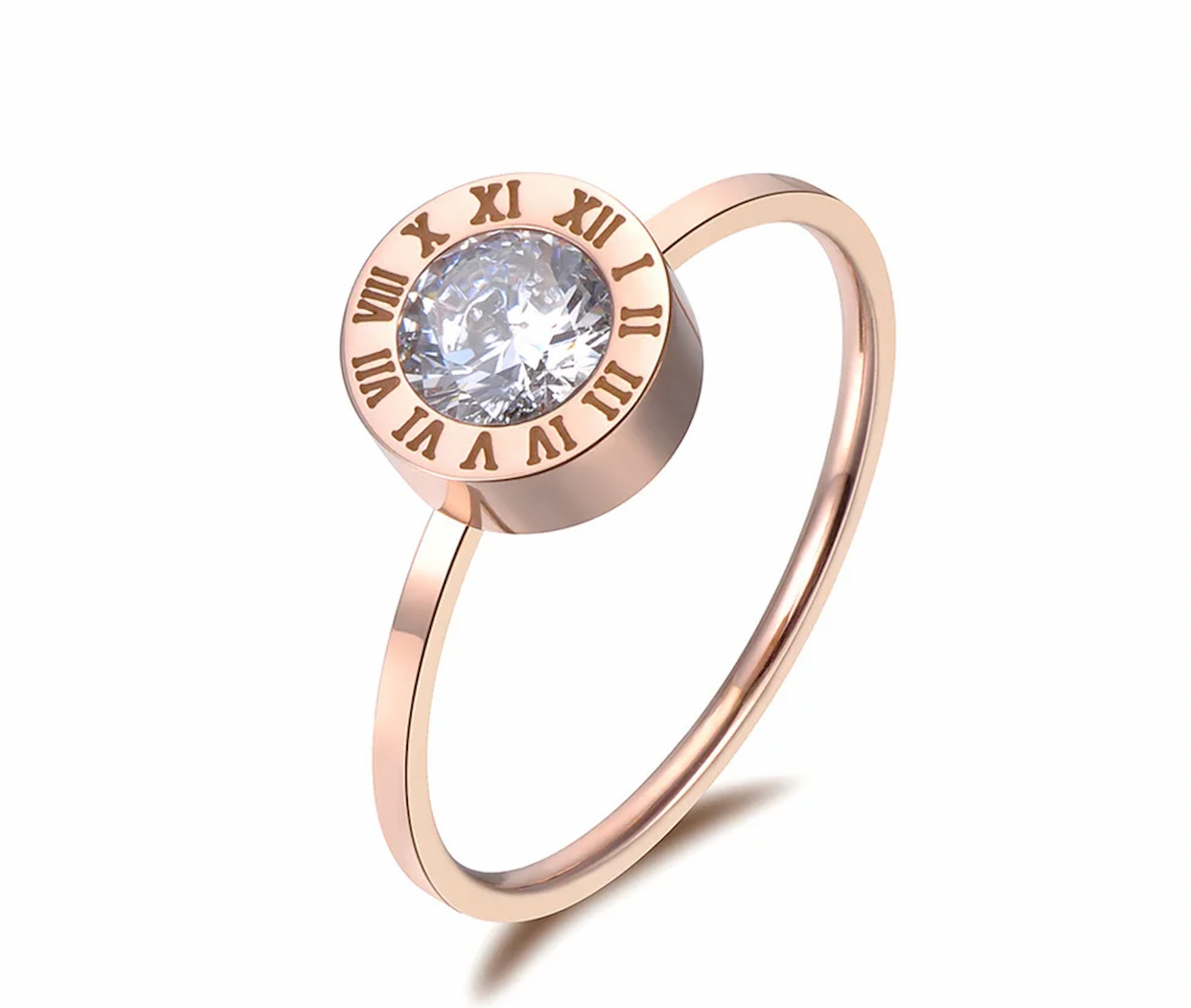 Round Circle Gemstone Roman Numerals Ring