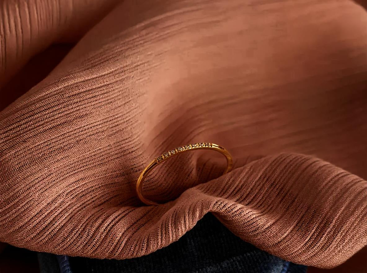 Minimalist Dainty Cubic Zirconias Gold Stackable Ring