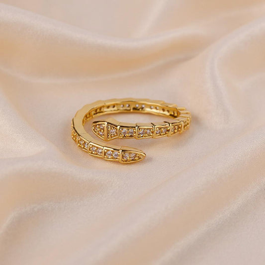 Rhinestones Snake Bone Design Open Wrap Adjustable Ring