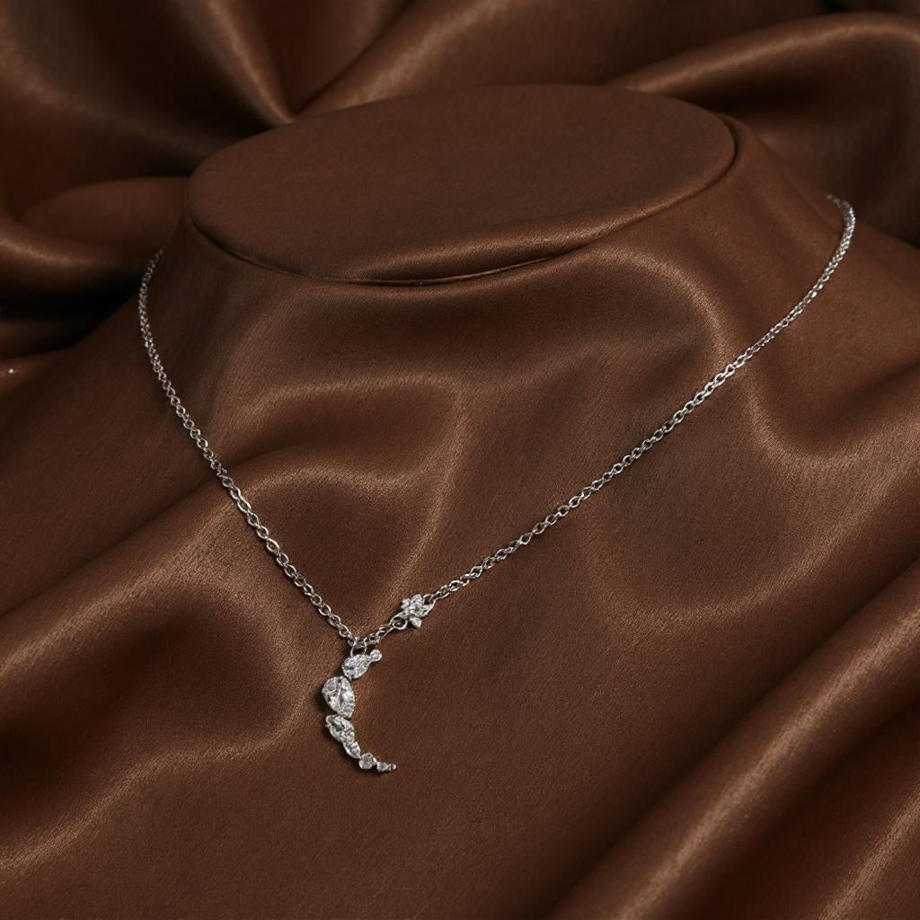Crescent Moon Gemstones Chain Necklace