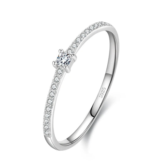 Minimalist Pave Princess Cut Gemstones Ring