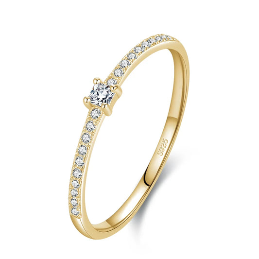 Minimalist Pave Princess Cut Gemstones Ring
