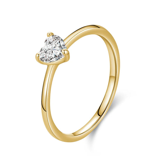 Romantic Simple Love Single Heart Solitaire Gemstone Ring