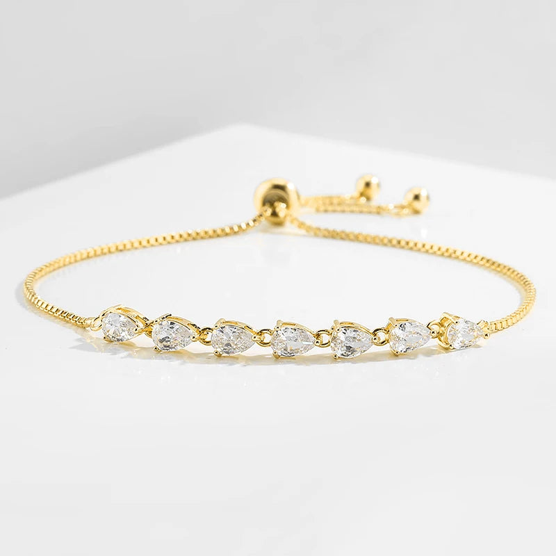 Multi Drop Gemstones Drawstring Chain Bracelet