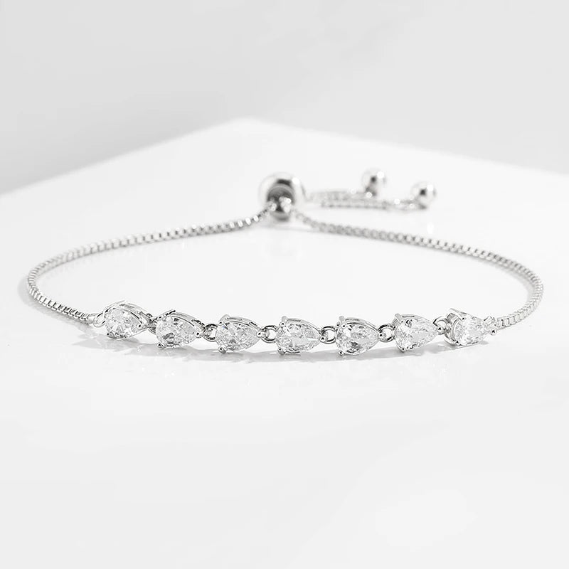 Multi Drop Gemstones Drawstring Chain Bracelet