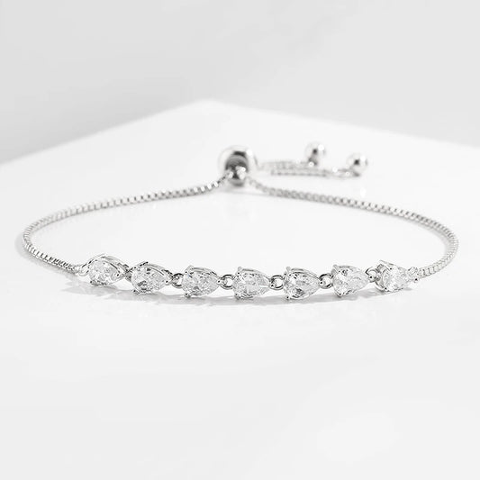 Multi Drop Gemstones Drawstring Chain Bracelet