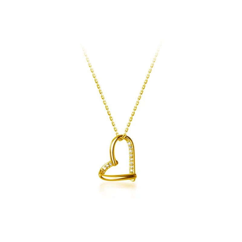 Romantic Heart Gemstones Pendant Chain Necklace