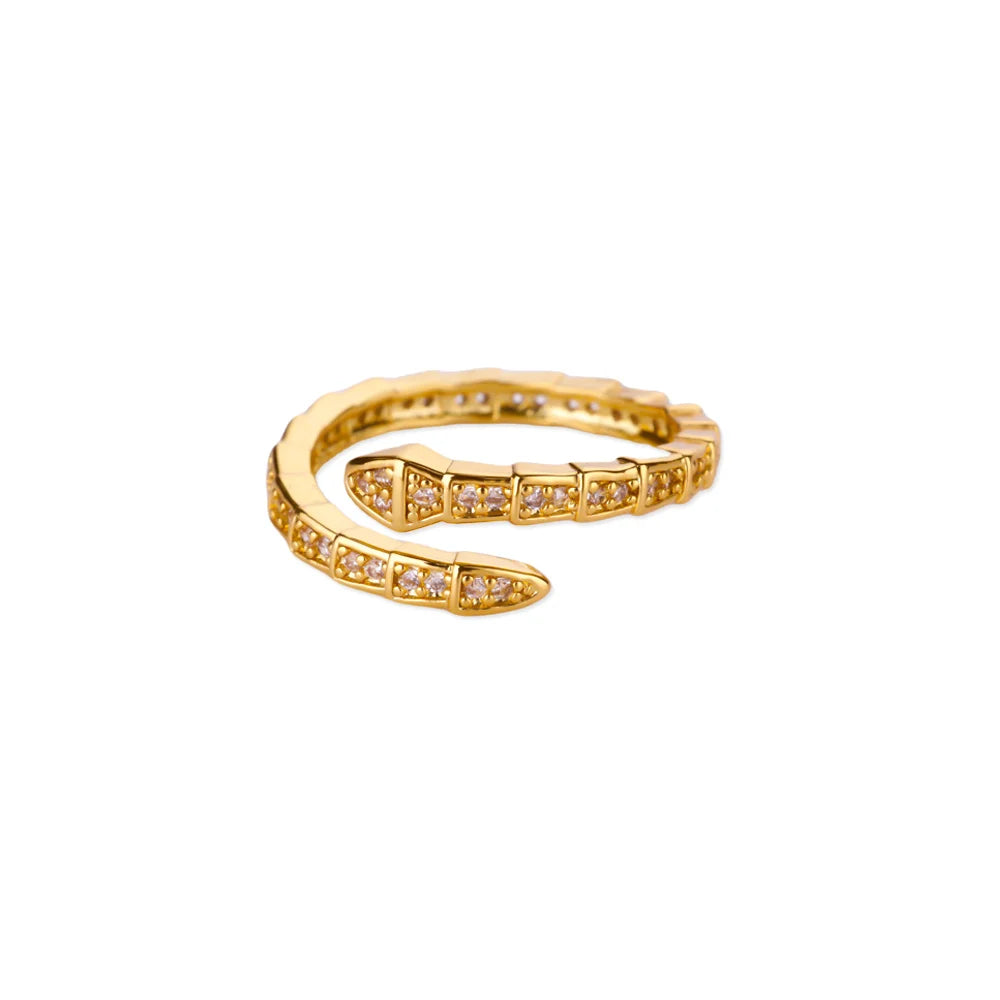 Rhinestones Snake Bone Design Open Wrap Adjustable Ring