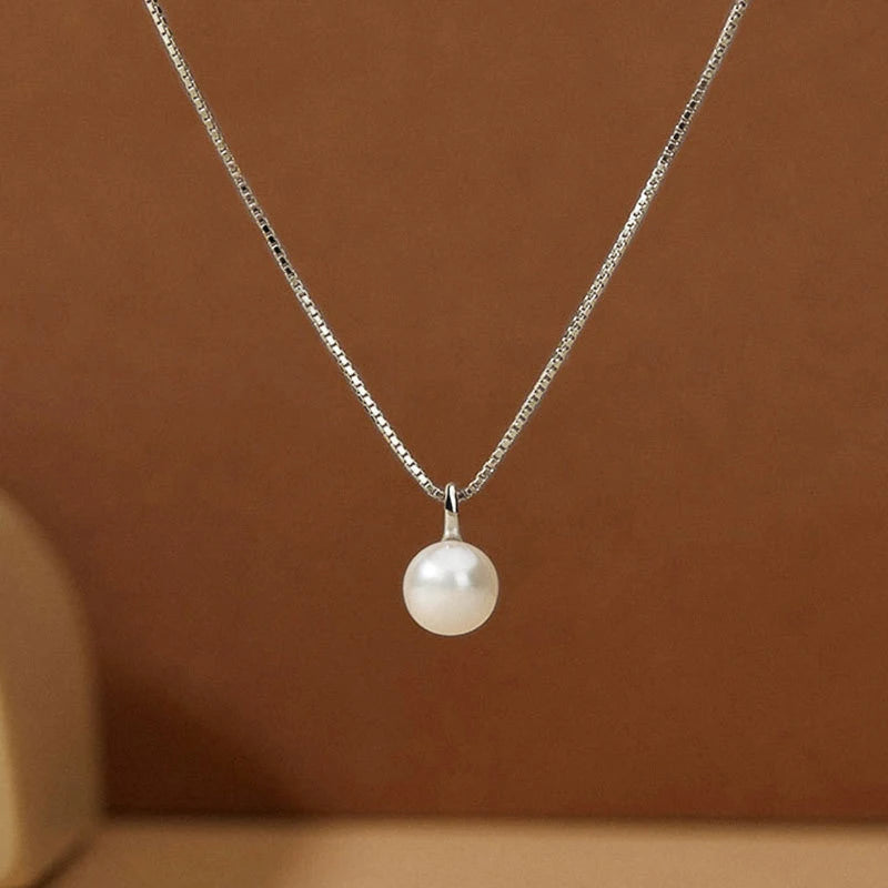 Single Pearl Pendant 45cm Chain Clasp Necklace
