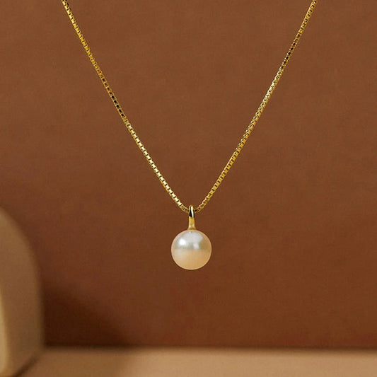 Single Pearl Pendant 45cm Chain Clasp Necklace