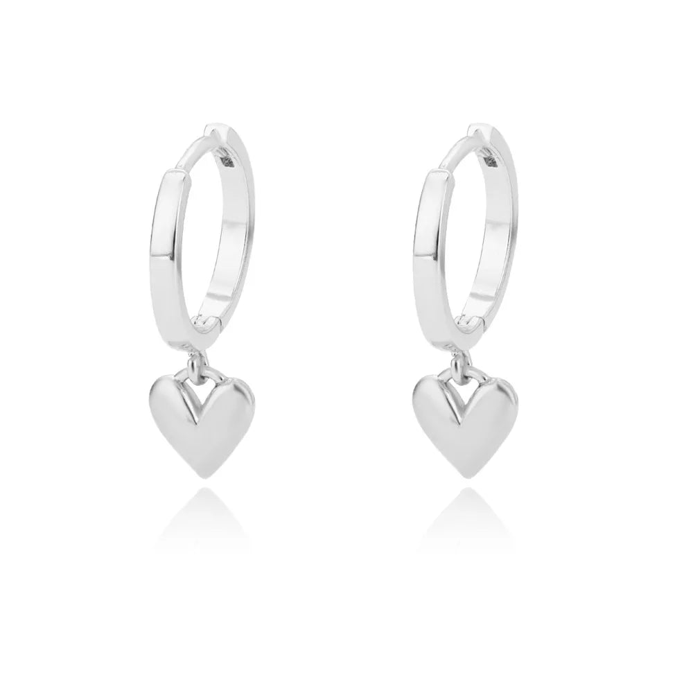 Heart Shaped Dangle Hoop Earrings